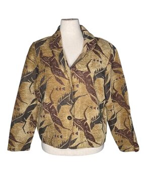 Vintage Starfire Tapestry Jacket L Crane Bird Western Cropped Blazer